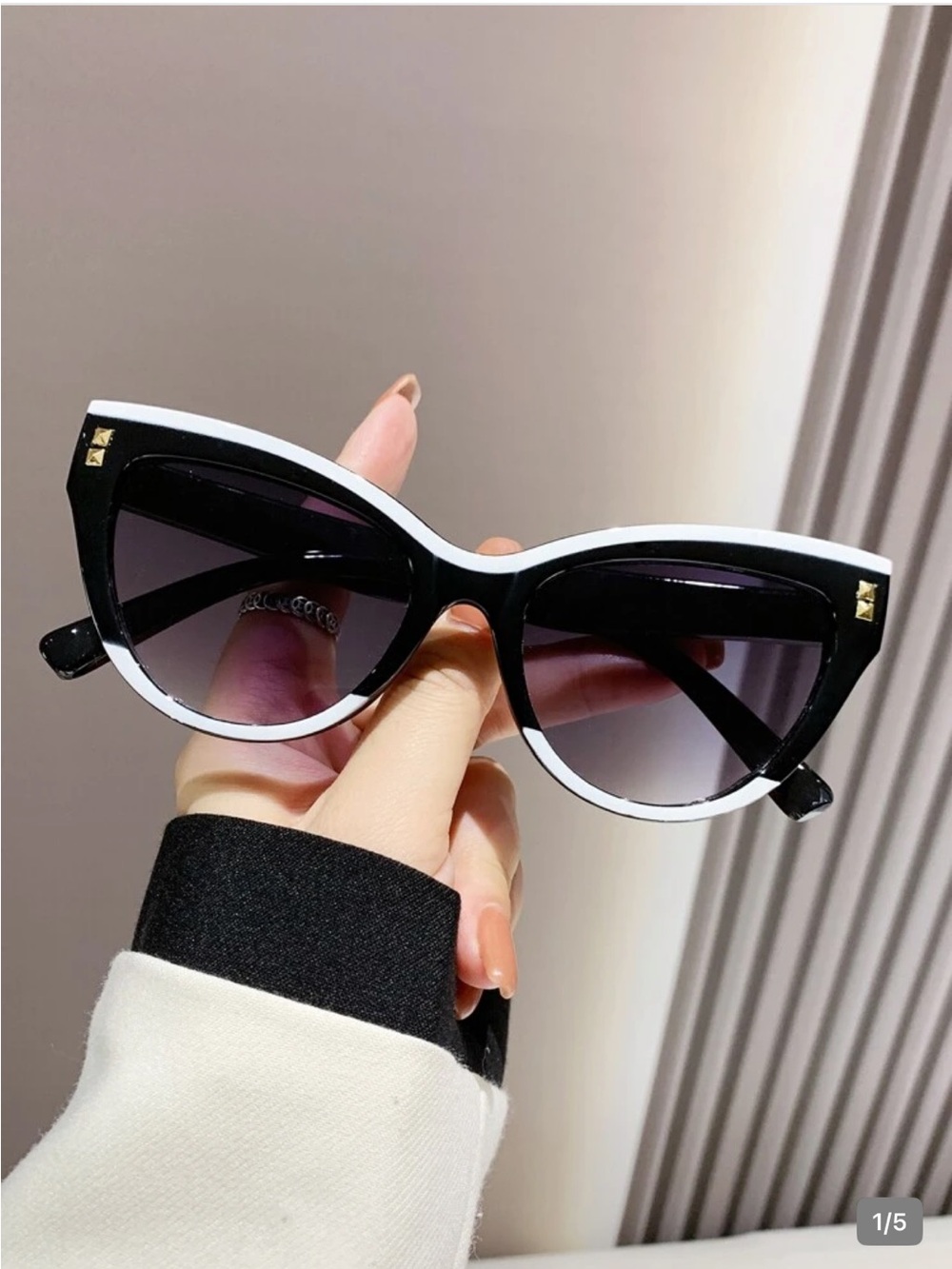Black and White Cat Eye Sunglasses for Women